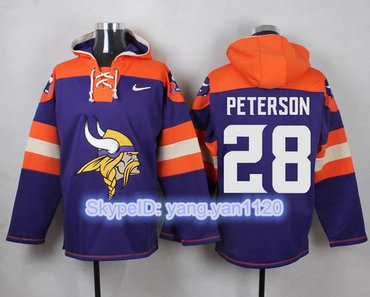 Nike Vikings #28 Adrian Peterson Purple Player Pullover NFL Hoodie