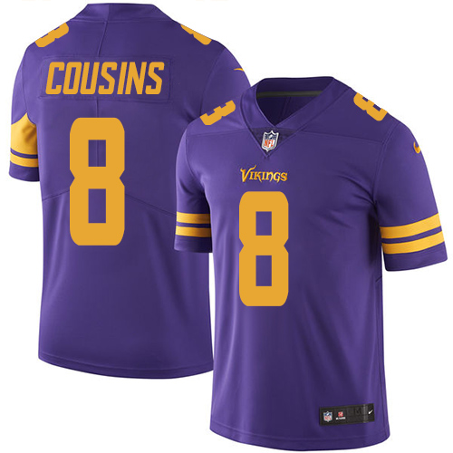 Nike Vikings #8 Kirk Cousins Purple Youth Stitched NFL Limited Rush Jersey Nike Vikings #8 Kirk Cousins Purple Youth Stitched NFL Limited Rush Jersey