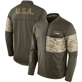 Nike Vikings Olive Salute to Service Sideline Hybrid Half-Zip Pullover Jacket