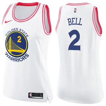 Nike Warriors #2 Jordan Bell White Pink Women's NBA Swingman Fashion Jersey