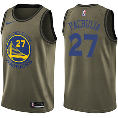 Nike Warriors #27 Zaza Pachulia Green Salute to Service Youth NBA Swingman Jersey