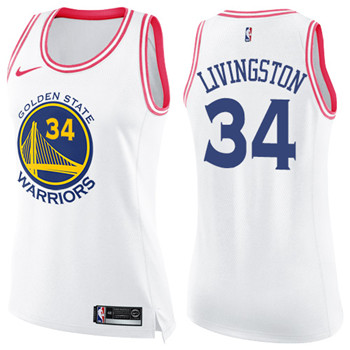 Nike Warriors #34 Shaun Livingston White Pink Women's NBA Swingman Fashion Jersey