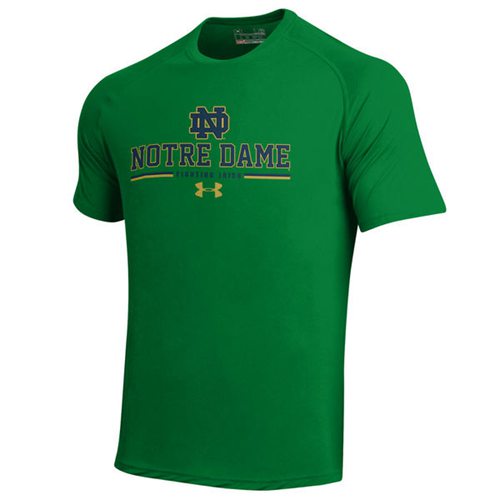 Notre Dame Fighting Irish Under Armour On-Field Football Sideline Tech Performance T-Shirt Green