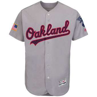 Oakland Athletics Majestic Fashion Stars & Stripes FlexBase Jersey - Gray Oakland Athletics Majestic Fashion Stars & Stripes FlexBase Jersey - Gray