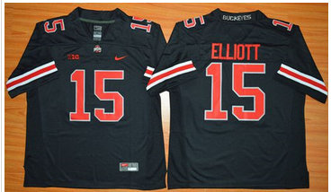 Ohio State Buckeyes #15 Ezekiel Elliott Black(Red No.) Limited Stitched NCAA Jersey
