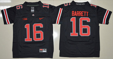 Ohio State Buckeyes #16 J. T. Barrett Black(Red No.) Limited Stitched Youth NCAA Jersey