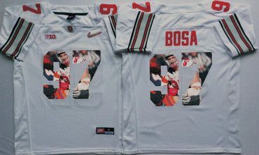 Ohio State Buckeyes 97 Joey Bosa White With Silver Logo Portrait Number College Jersey Ohio State Buckeyes 97 Joey Bosa White With Silver Logo Portrait Number College Jersey