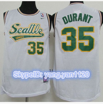 Oklahoma City Thunder #35 Kevin Durant White Throwback Stitched NBA Jersey