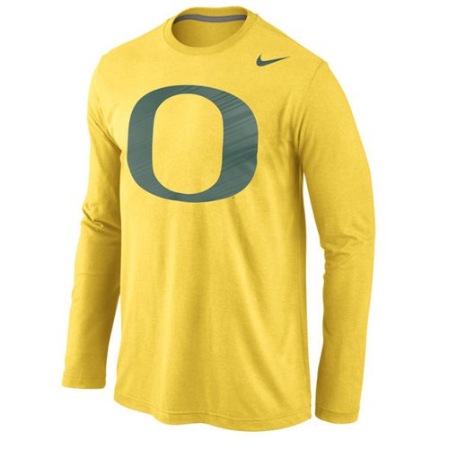 Oregon Ducks Logo Cotton Long Sleeves T-Shirt Yellow