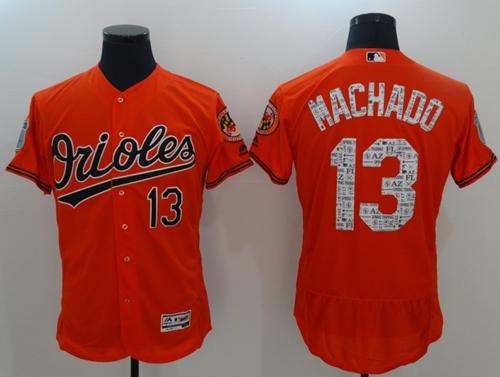 Orioles #13 Manny Machado Orange 2017 Spring Training Authentic FlexBase Stitched MLB Jersey