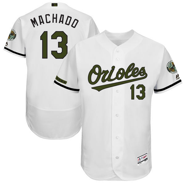 Orioles #13 Manny Machado White Men's 2017 Memorial Day Flexbase Player Jersey