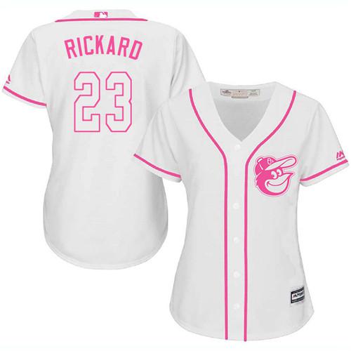 Orioles #23 Joey Rickard White Pink Fashion Women's Stitched MLB Jersey