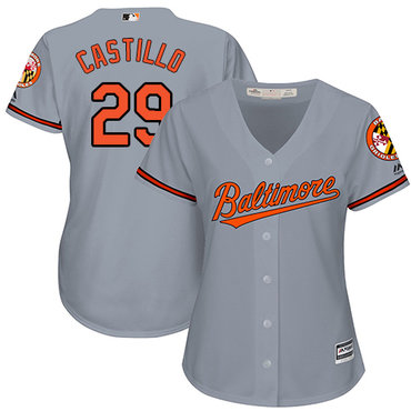 Orioles #29 Welington Castillo Grey Road Women's Stitched MLB Jersey
