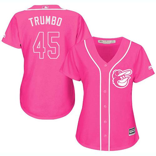 Orioles #45 Mark Trumbo Pink Fashion Women's Stitched MLB Jersey Orioles #45 Mark Trumbo Pink Fashion Women's Stitched MLB Jersey