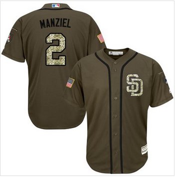 Padres #2 Johnny Manziel Green Salute to Service Stitched  MLB Mens Jersey