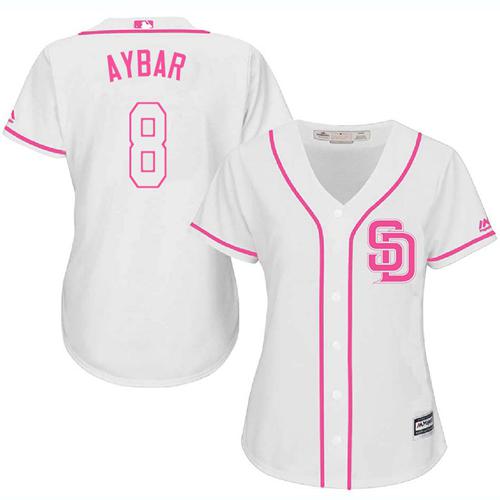 Padres #8 Erick Aybar White Pink Fashion Women's Stitched MLB Jersey Padres #8 Erick Aybar White Pink Fashion Women's Stitched MLB Jersey