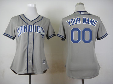 Padres Grey Cutomized Women New Cool Base Jersey Padres Grey Cutomized Women New Cool Base Jersey
