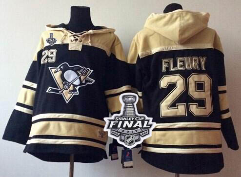 Penguins #29 Andre Fleury Black Sawyer Hooded Sweatshirt 2017 Stanley Cup Final Patch Stitched NHL Jersey Penguins #29 Andre Fleury Black Sawyer Hooded Sweatshirt 2017 Stanley Cup Final Patch Stitched NHL Jersey