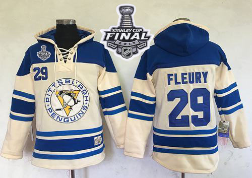 Penguins #29 Andre Fleury Cream Sawyer Hooded Sweatshirt 2017 Stanley Cup Final Patch Stitched NHL Jersey Penguins #29 Andre Fleury Cream Sawyer Hooded Sweatshirt 2017 Stanley Cup Final Patch Stitched NHL Jersey