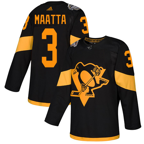 Penguins #3 Olli Maatta Black Authentic 2019 Stadium Series Stitched Youth Hockey Jersey