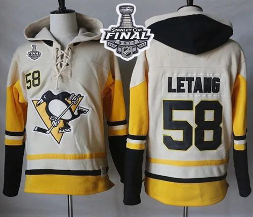Penguins #58 Kris Letang Cream Gold Sawyer Hooded Sweatshirt 2017 Stanley Cup Final Patch Stitched NHL Jersey Penguins #58 Kris Letang Cream Gold Sawyer Hooded Sweatshirt 2017 Stanley Cup Final Patch Stitched NHL Jersey