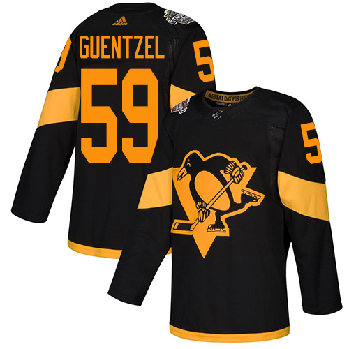 Penguins #59 Jake Guentzel Black Authentic 2019 Stadium Series Stitched Youth Hockey Jersey