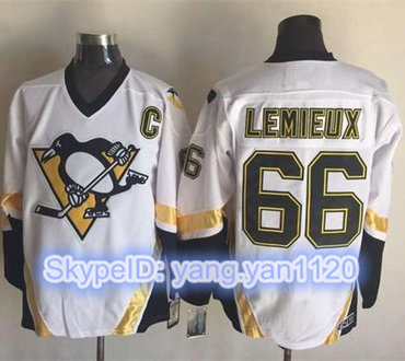 Penguins #66 Mario Lemieux White CCM Throwback Stitched NHL Jersey