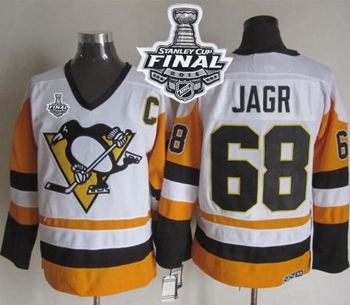 Penguins #68 Jaromir Jagr White Black CCM Throwback 2016 Stanley Cup Final Patch Stitched NHL Jersey Penguins #68 Jaromir Jagr White Black CCM Throwback 2016 Stanley Cup Final Patch Stitched NHL Jersey