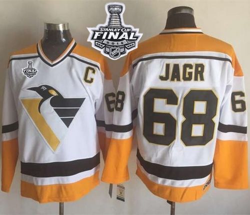 Penguins #68 Jaromir Jagr White Yellow CCM Throwback 2016 Stanley Cup Final Patch Stitched NHL Jersey Penguins #68 Jaromir Jagr White Yellow CCM Throwback 2016 Stanley Cup Final Patch Stitched NHL Jersey