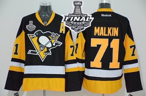 Penguins #71 Evgeni Malkin Black Alternate 2016 Stanley Cup Final Patch Stitched NHL Jersey