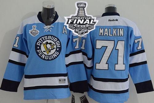 Penguins #71 Evgeni Malkin Blue 2016 Stanley Cup Final Patch Stitched Youth NHL Jersey