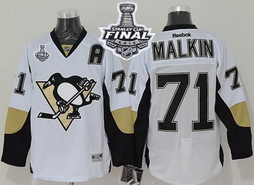 Penguins #71 Evgeni Malkin White 2016 Stanley Cup Final Patch Stitched NHL Jersey