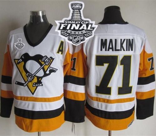 Penguins #71 Evgeni Malkin White Black CCM Throwback 2016 Stanley Cup Final Patch Stitched NHL Jersey Penguins #71 Evgeni Malkin White Black CCM Throwback 2016 Stanley Cup Final Patch Stitched NHL Jersey
