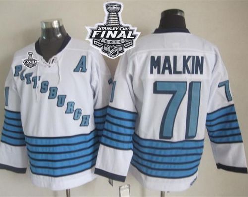 Penguins #71 Evgeni Malkin White Light Blue CCM Throwback 2016 Stanley Cup Final Patch Stitched NHL Jersey Penguins #71 Evgeni Malkin White Light Blue CCM Throwback 2016 Stanley Cup Final Patch Stitched NHL Jersey