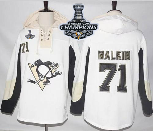 Penguins #71 Evgeni Malkin White Pullover Hoodie 2017 Stanley Cup Finals Champions Stitched NHL Jersey