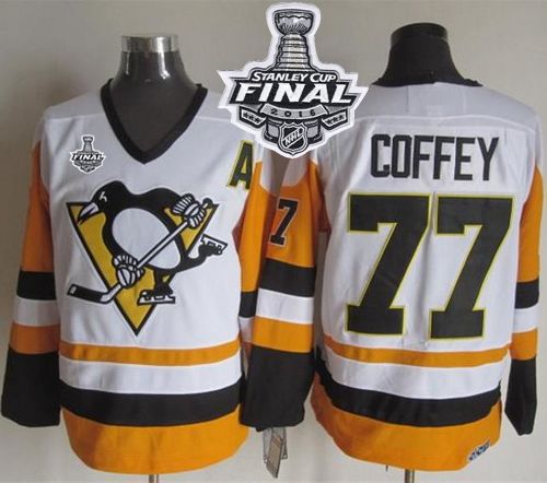 Penguins #77 Paul Coffey White Black CCM Throwback 2016 Stanley Cup Final Patch Stitched NHL Jersey Penguins #77 Paul Coffey White Black CCM Throwback 2016 Stanley Cup Final Patch Stitched NHL Jersey