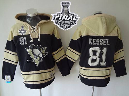 Penguins #81 Phil Kessel Black Sawyer Hooded Sweatshirt 2016 Stanley Cup Final Patch Stitched NHL Jersey
