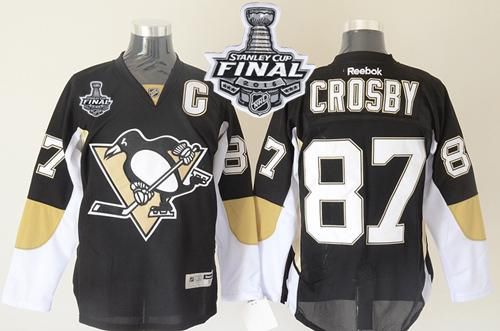 Penguins #87 Sidney Crosby Black 2016 Stanley Cup Final Patch Stitched NHL Jersey