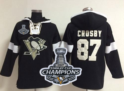 Penguins #87 Sidney Crosby Black 2017 Stanley Cup Finals Champions NHL Pullover Hoodie