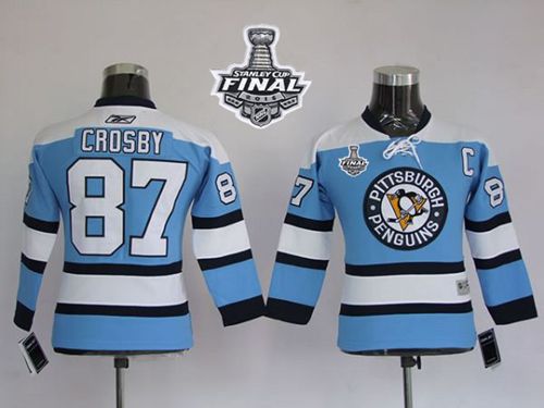 Penguins #87 Sidney Crosby Blue 2016 Stanley Cup Final Patch Stitched NHL Jersey