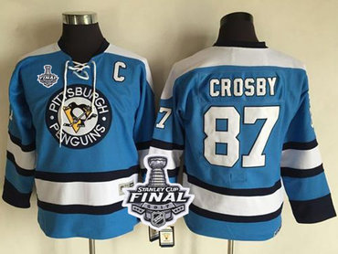 Penguins #87 Sidney Crosby Blue CCM Throwback 2017 Stanley Cup Final Patch Stitched Youth NHL Jersey Penguins #87 Sidney Crosby Blue CCM Throwback 2017 Stanley Cup Final Patch Stitched Youth NHL Jersey