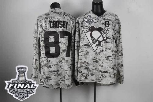 Penguins #87 Sidney Crosby Camo 2016 Stanley Cup Final Patch Stitched NHL Jersey