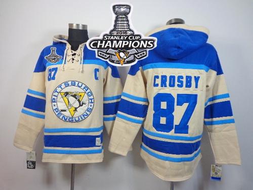 Penguins #87 Sidney Crosby Cream Sawyer Hooded Sweatshirt 2016 Stanley Cup Champions Stitched NHL Jersey Penguins #87 Sidney Crosby Cream Sawyer Hooded Sweatshirt 2016 Stanley Cup Champions Stitched NHL Jersey