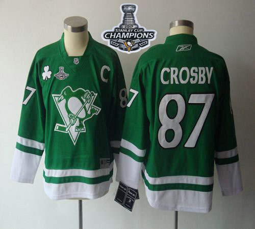 Penguins #87 Sidney Crosby Green St. Patty's Day 2017 Stanley Cup Finals Champions Stitched Youth NHL Jersey Penguins #87 Sidney Crosby Green St. Patty's Day 2017 Stanley Cup Finals Champions Stitched Youth NHL Jersey