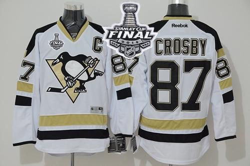 Penguins #87 Sidney Crosby White 2014 Stadium Series 2016 Stanley Cup Final Patch Stitched NHL Jersey
