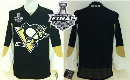 Penguins Blank Black 2016 Stanley Cup Final Patch Stitched Youth NHL Jersey