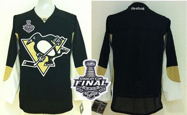 Penguins Blank Black 2017 Stanley Cup Final Patch Stitched Youth NHL Jersey