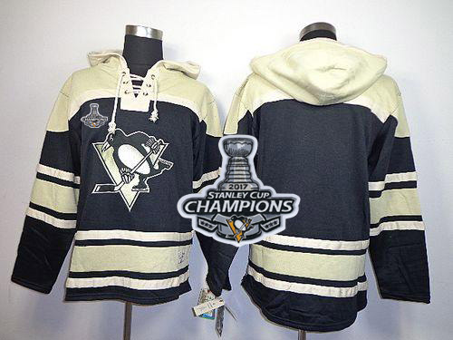 Penguins Blank Black Sawyer Hooded Sweatshirt 2017 Stanley Cup Finals Champions Stitched NHL Jersey