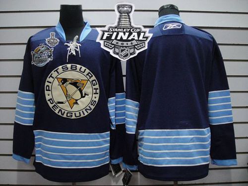 Penguins Blank Dark Blue 2011 Winter Classic Vintage 2016 Stanley Cup Final Patch Stitched NHL Jersey