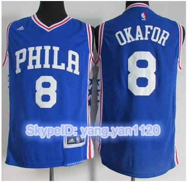 Philadelphia 76ers #8 Jahlil Okafor Blue Stitched NBA Jersey